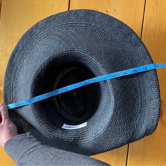 Von Henneberg Raffia Derby Hat Black with Ribbon Straw Floral Detail